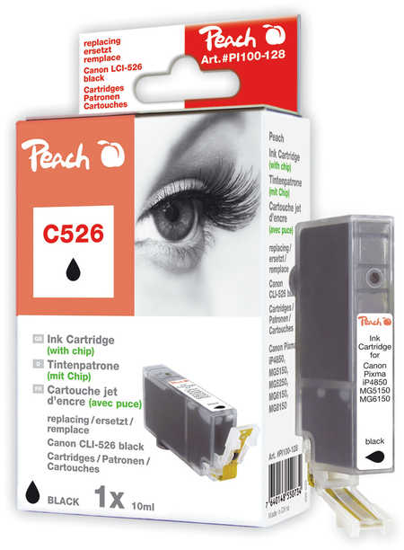 PEACH Canon C526, black XL, s čipem,CLI-526bk, iP4850