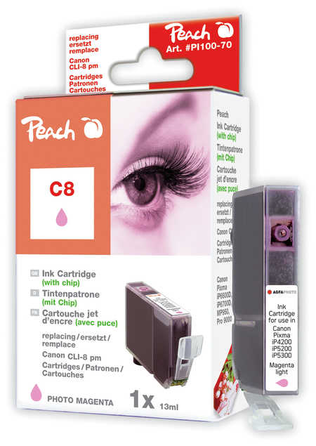 PEACH Canon C8, photo magenta, s čipem,CLI-8pm, iP6600