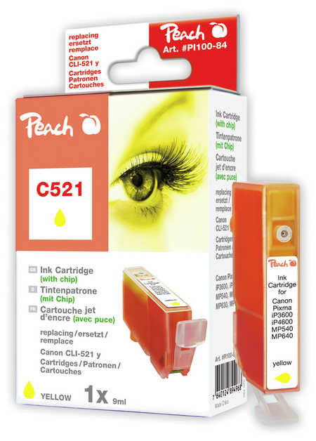 PEACH Canon C521, yellow XL, s čipem,CLI-521y, iP3600