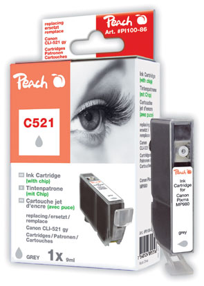 PEACH Canon C521, grey XL, s čipem,CLI-521gy, iP3600