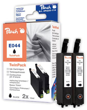 PEACH Epson Stylus E044, C64/C84, black, T0441, TwinPack