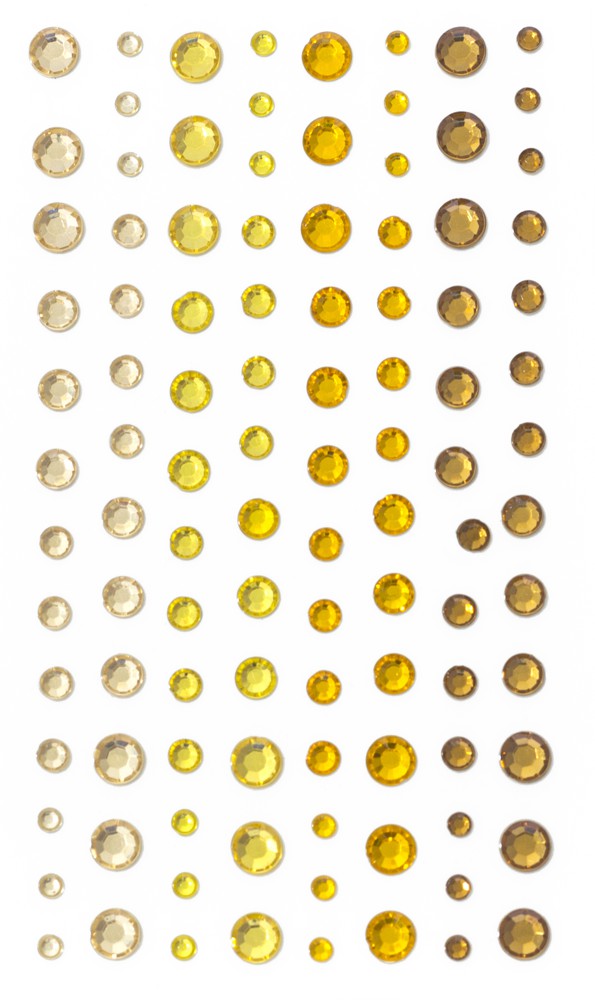 Samolepicí kamínky žlutá 3//4/5/6mm, 104ks